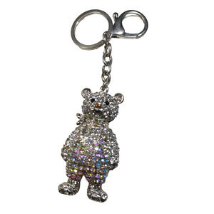 Teddy Bear Rhinestone Keychain Purse Luggage Clip Shiny Bling